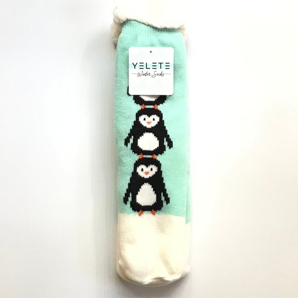 Accessories - Stacked Penguins Sherpa Lined Slipper Socks LAST 1